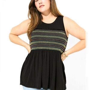 🆕🌺TORRID SUPER SOFT Crew Neck Relaxed Smocked Tank🌺